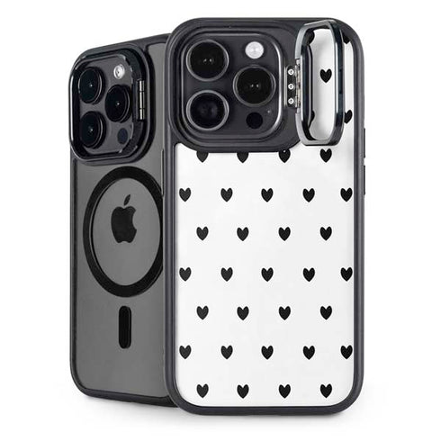 White and Black Hearts iPhone 14 Pro Kickstand Case